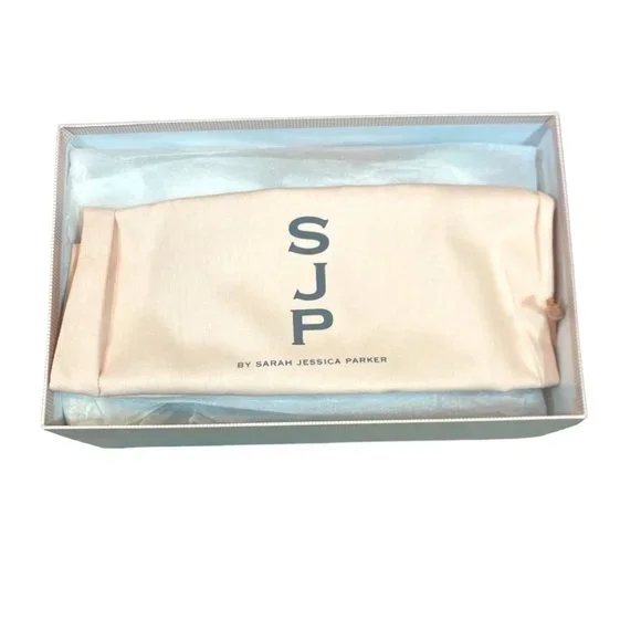 SJP by Sarah Jessica Parker Cy Pointed Toe Slingback Heel Nude Satin $495 - Picture 9 of 10